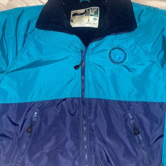 Vintage 90s Aqua Berry Colorblock Winter Jacket Large - Picture 2 of 4
